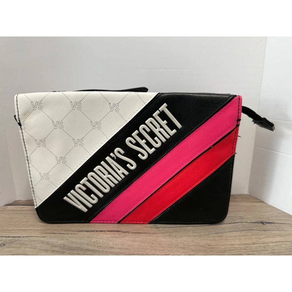 Victoria's Secret Black White Pink Crossbody Bag Clutch NWOT